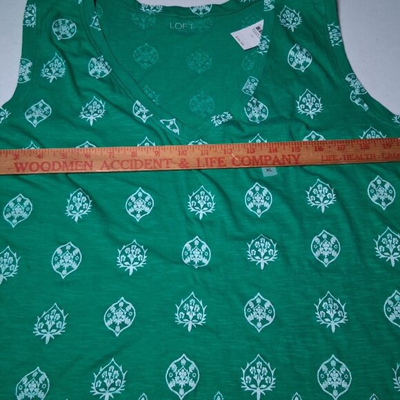 Loft Outlat Tank Top WOmen XL Green White Floral Kelly Green Burnout New READ - Picture 3 of 13